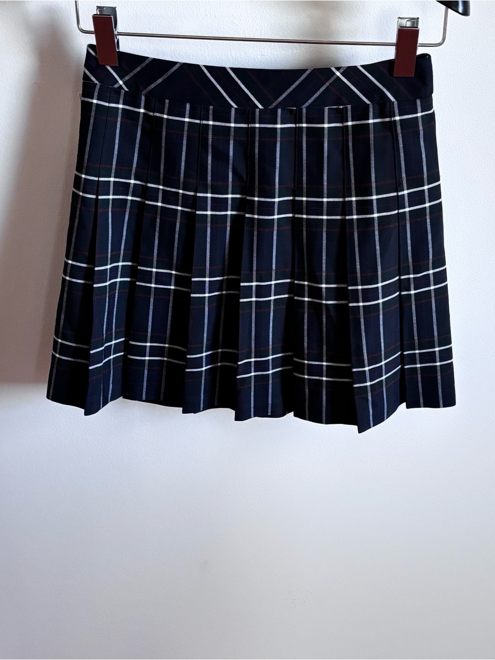 Aritzia Navy Plaid Pleated Mini Skirt